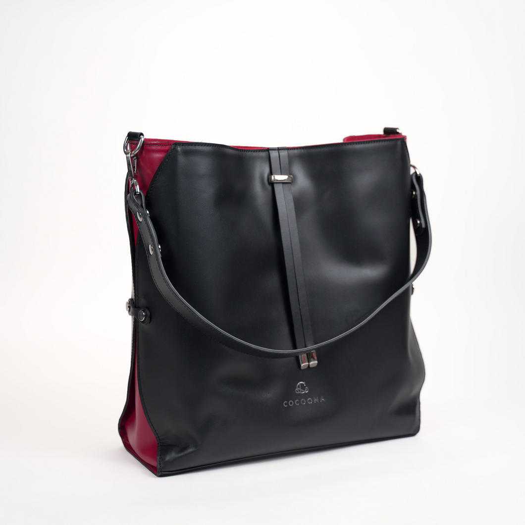 Mia Shoulder Bag in Black & Red