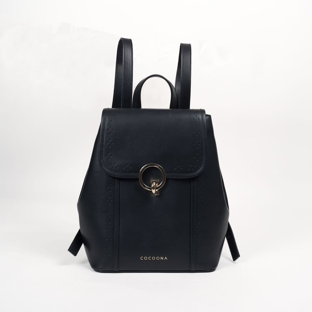 Black Corneli Leather Backpack from Cocoona